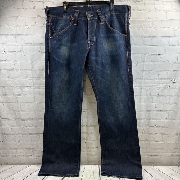 VTG Y2K True Religion Button Fly‎ Bootcut Woman’s Denim Jeans Leather Patch 36 - Picture 2 of 14